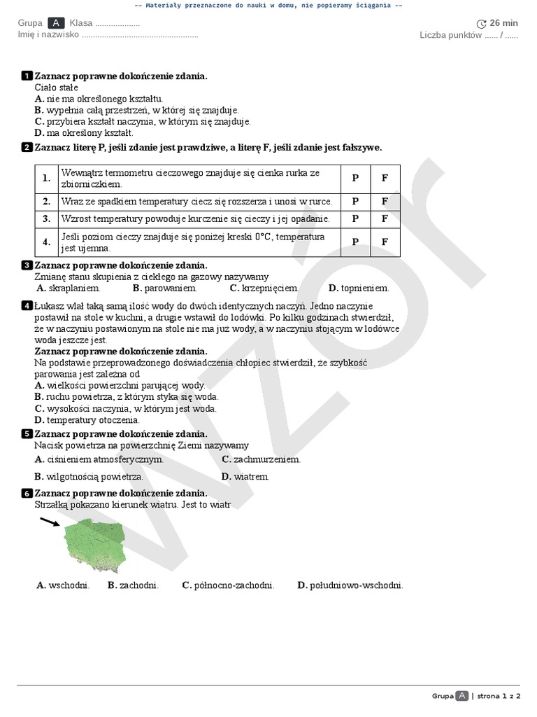 Lubię To Klasa 7 Sprawdziany 2.poznajemy Pogodę I Inne Zjawiska Przyrodnicze | PDF