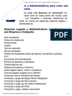 Aspectos Legales y Administrativos para Crear Una Compañía o Empresa