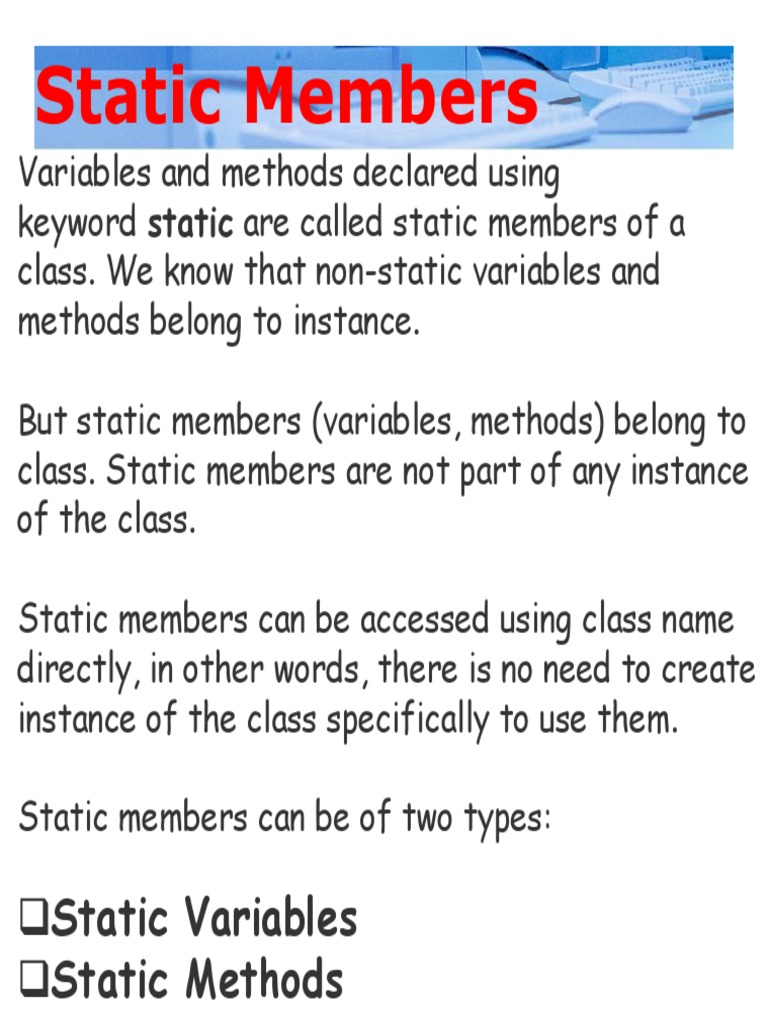 Static Members | PDF | Class (Computer Programming) | Variable ...