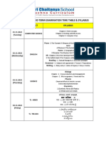 AP CBSE VIII Class Mid Term Exam Time Table & Syllabus