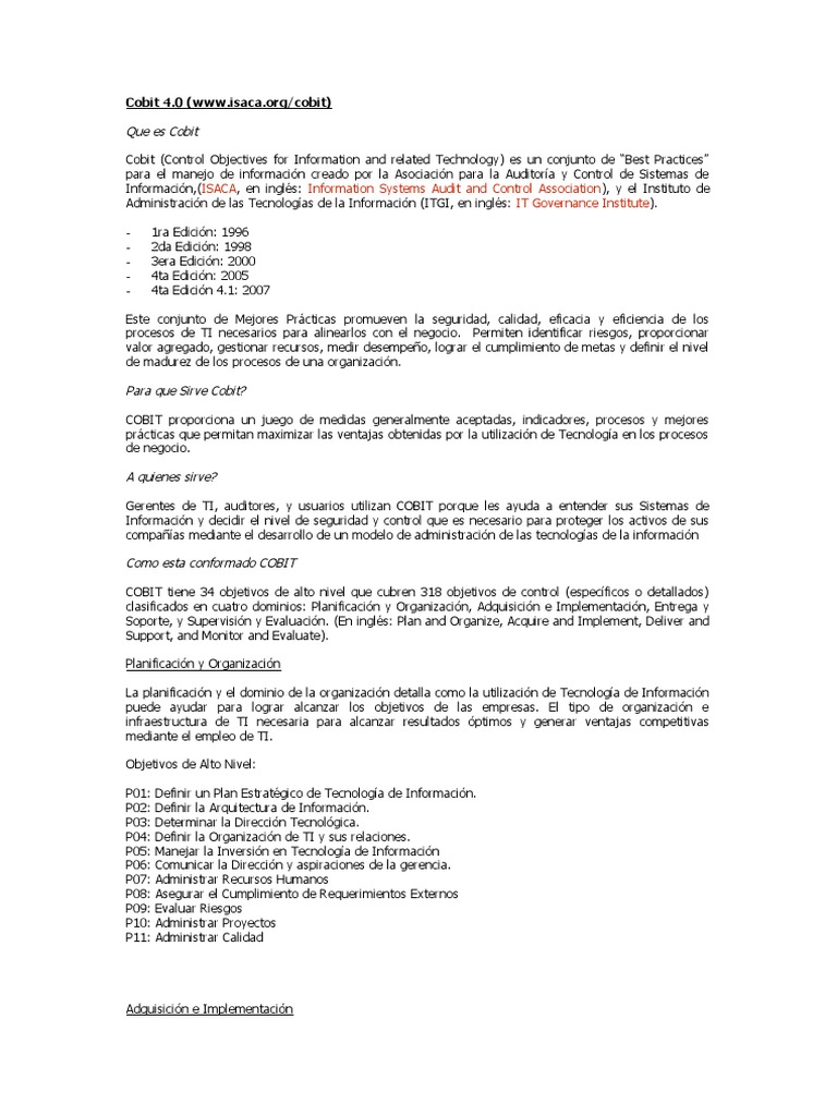 Cobit 4 | PDF | Cobit | Business