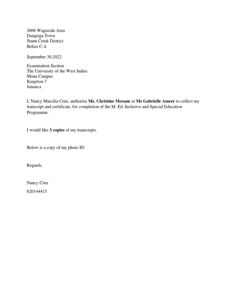 Nancy Authorization Letter PDF | PDF