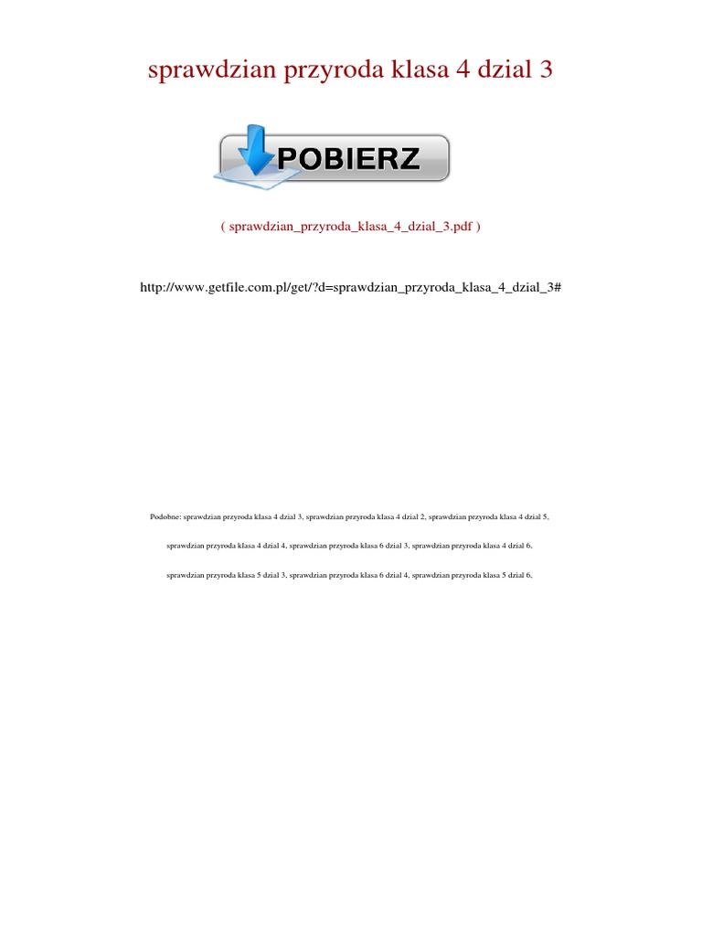 Przyroda Klasa 4 Rozdział 4 sprawdzian przyroda klasa 4 dzial 3.pdf | PDF