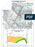 Mapa topográfico Cusco 28-S con perfil y sección geológica