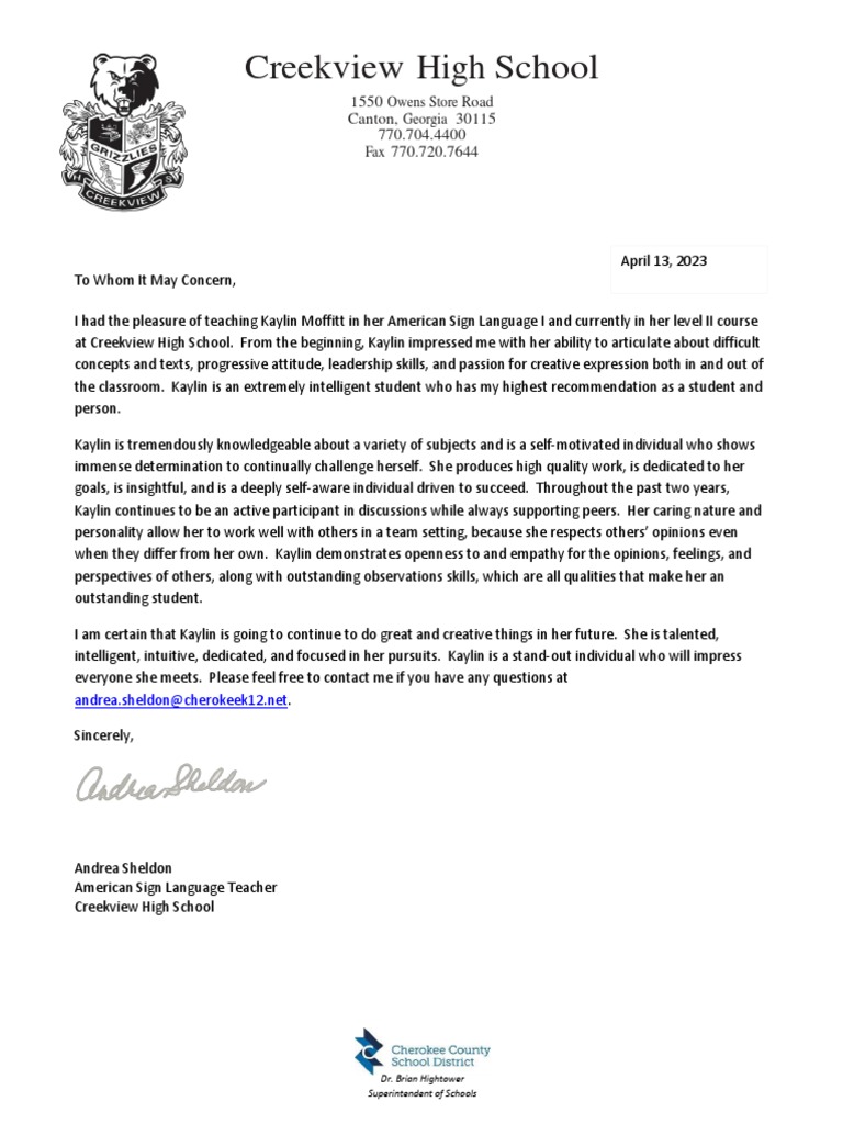 Creekview High School 1550 Owens Store Road Canton, 30115 770.