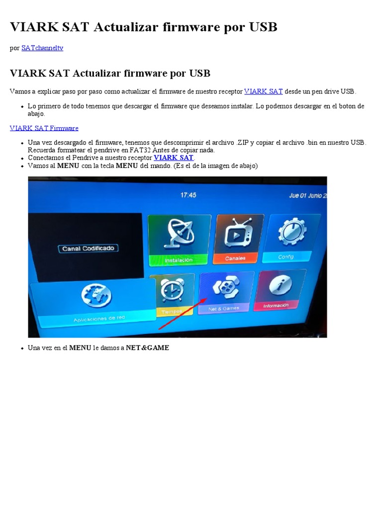 VIARK SAT Actualizar Firmware Por USB
