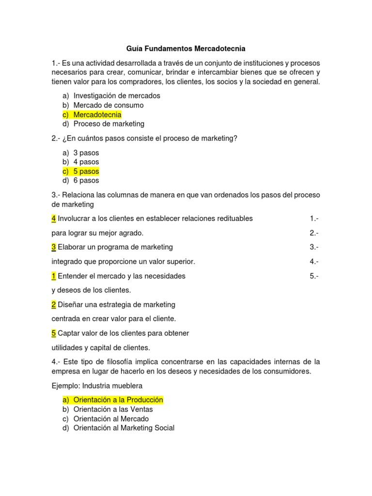 Guía Fundamentos Mercadotecnia Pdf Pdf Marketing Mercado Economía