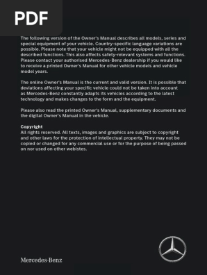 Mercedes Benz OWNER'S MANUAL 取扱説明書 Mercedes A Class 2015 Hatchback 176 Owners Manual 1640173907 PDF