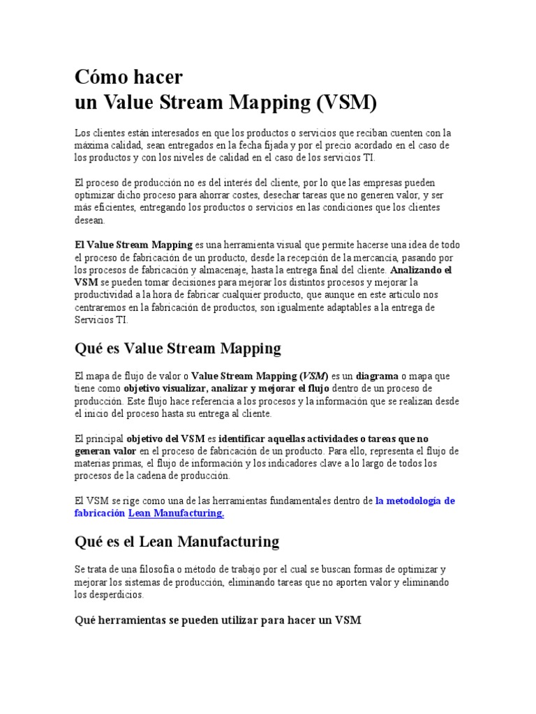 Guía para Crear un Value Stream Mapping | PDF | Lean Manufacturing ...