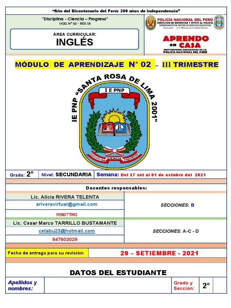 2 Año Ingles Modulo 02 Iii Trim Pdf Christopher Columbus Former