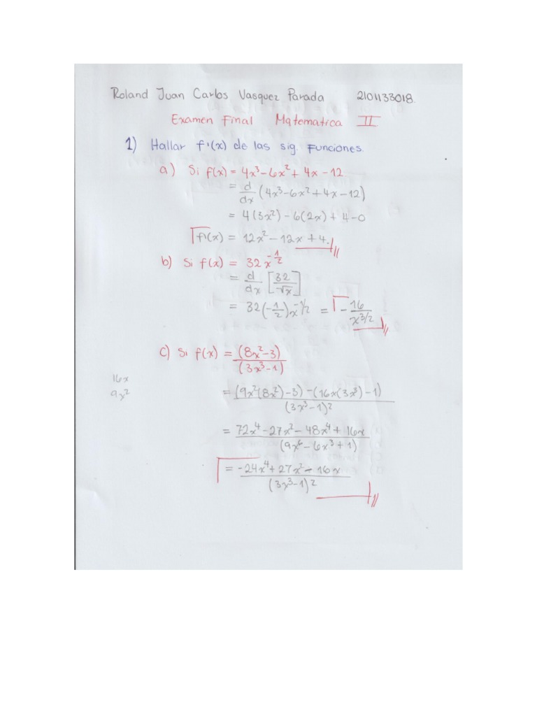 Examen Final Matematica 2 PDF | PDF