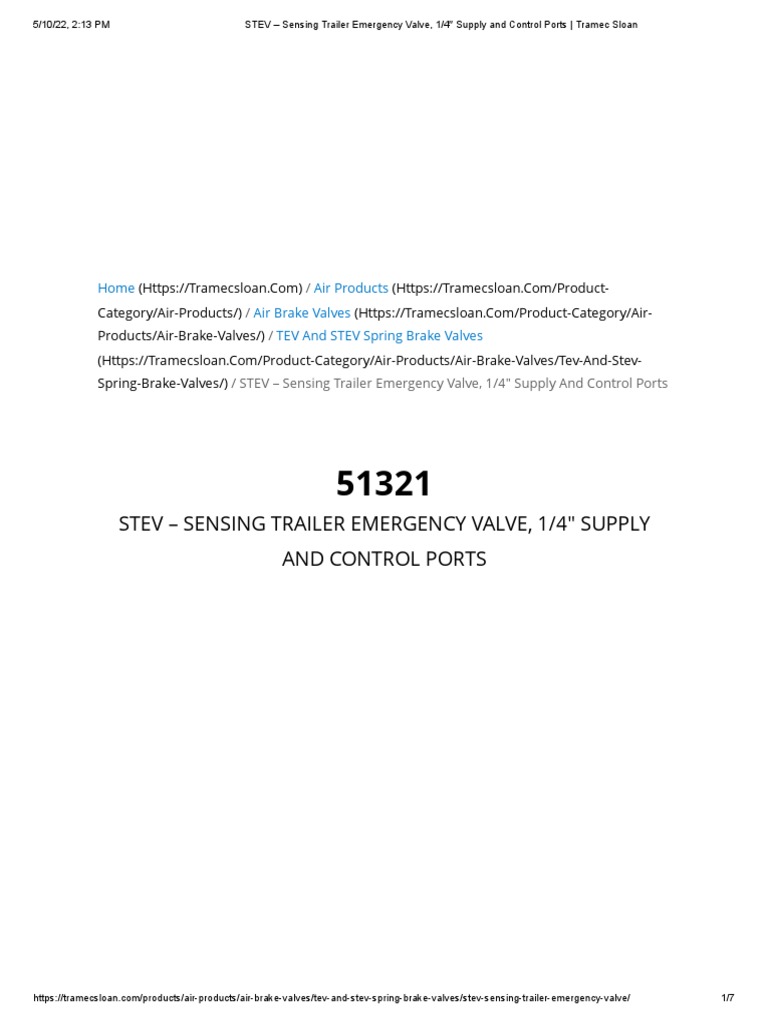 STEV - Sensing Trailer Emergency Valve, 1 - 4 Supply and Control Ports ...
