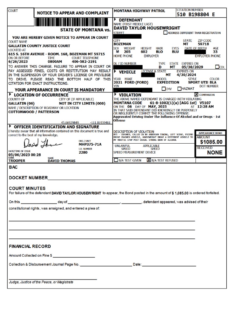 MSU Football Offensive Coordinator Charged With DUI | PDF