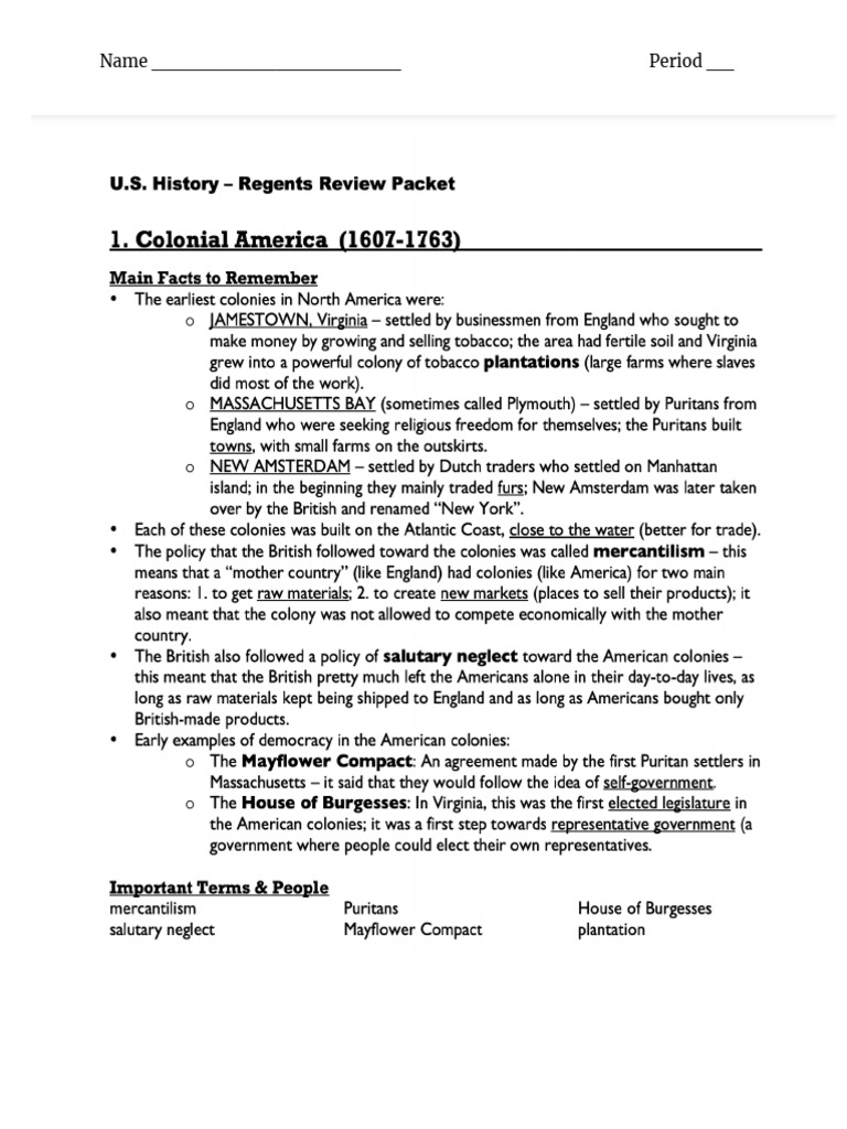 US History Regents Review Packet Study Guide PDF Progressivism In The United States