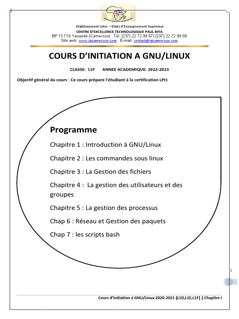 Cours D'initiation À GNU LINUX CHAP1 2022-2023 | PDF | Distribution ...