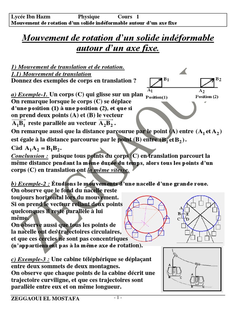 Mouvement de rotation d'un solide | PDF | Mouvement de rotation ...