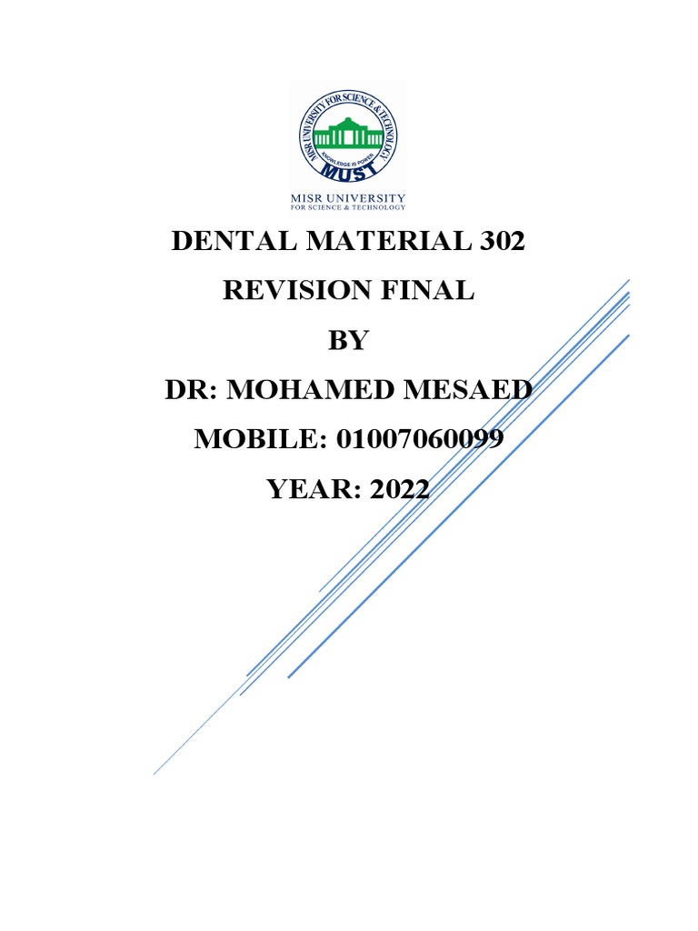Dental materials 302 a comprehensive review of gypsum products