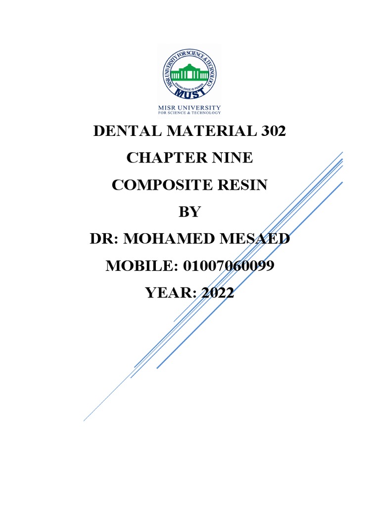 9. Chapter nine Composite 2022 PDF Dental Composite Tooth Enamel