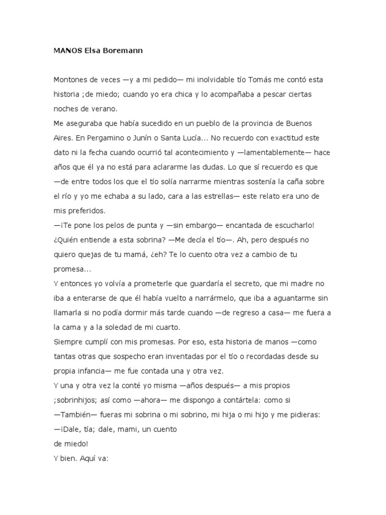 Cuento Manos Elsa Boreman | PDF