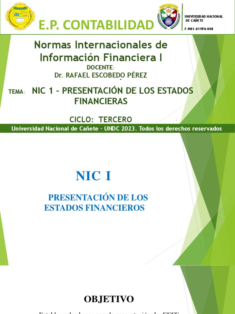 Semana N 6 - Nic 1 - Presentacion de Los Estados Financieros | PDF ...