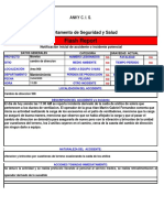 Notificación inicial de incidente por caída de anillos de solera en Área 908 sin daños