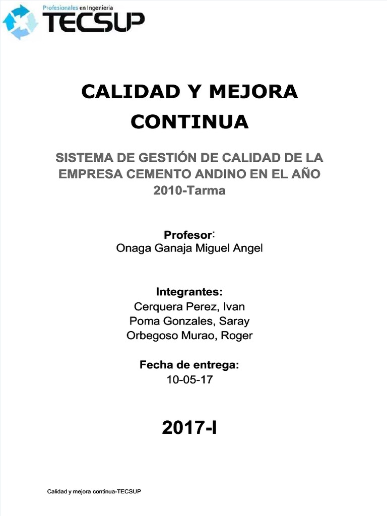 PDF Calidad y Mejora Continua Sistema de Gestion de Calidad de La ...