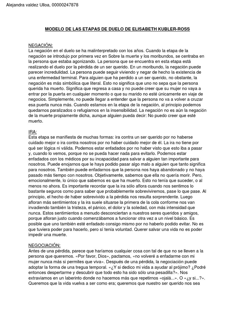 Modelo De Las Etapas Del Duelo De Elisabeth Kübler Ross Pdf
