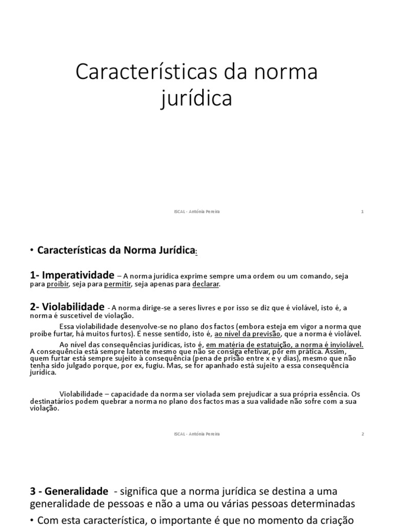 XX - Caracteristicas Da Norma Juridica | PDF | Sanções (jurídico ...