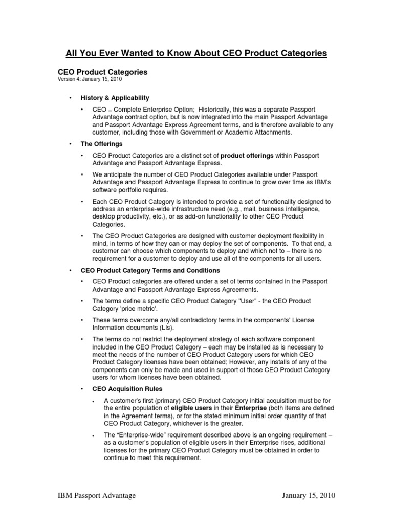 CEO Product Categories Reference Customer Edition | PDF | Subscription ...