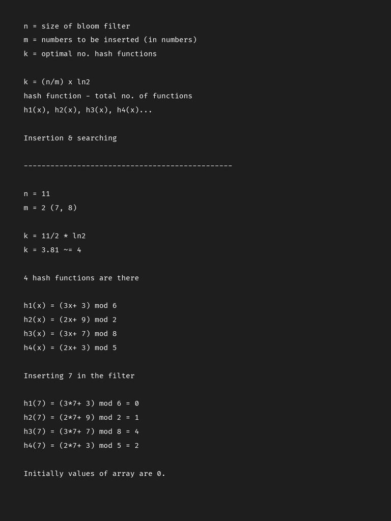 Bloom FIlter and Hash Function Numericals | PDF | Mathematical Logic ...