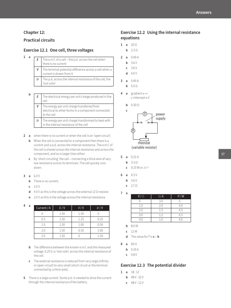 Practical circuits exercise 12 2 using the internal resistance