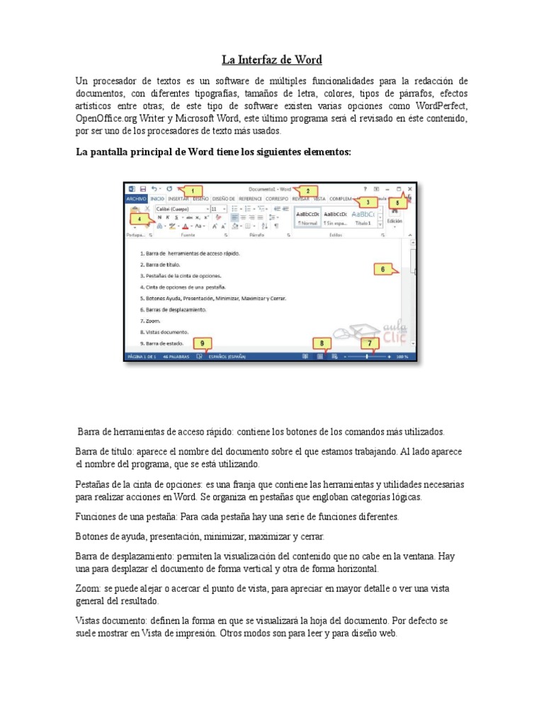 Interfaz de Word | PDF | Ventana (informática) | Archivo de computadora