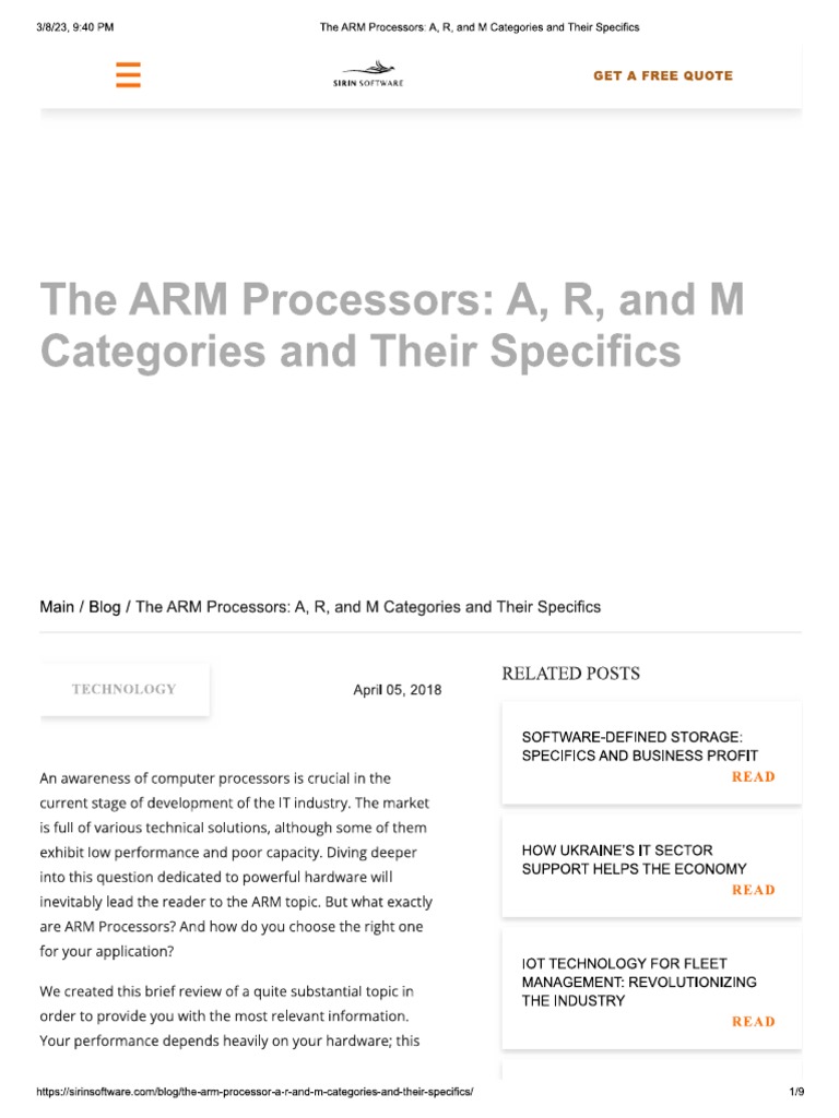 ARM processor families PDF