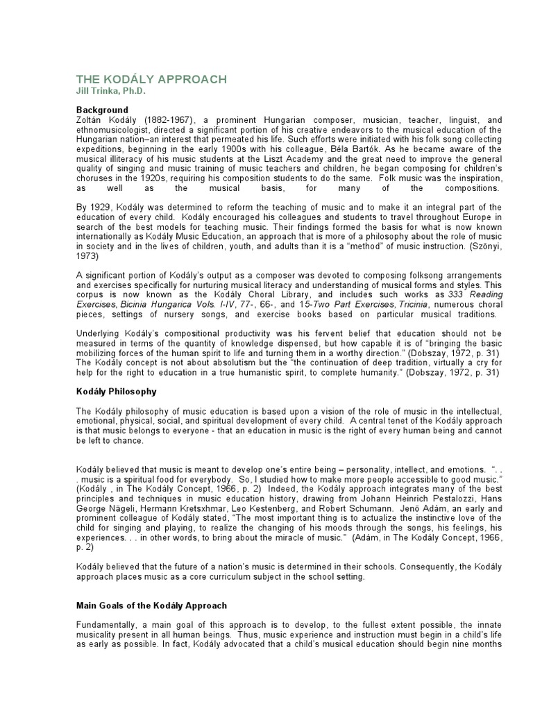The kodaly approach jill trinka pdf musical notation cognition