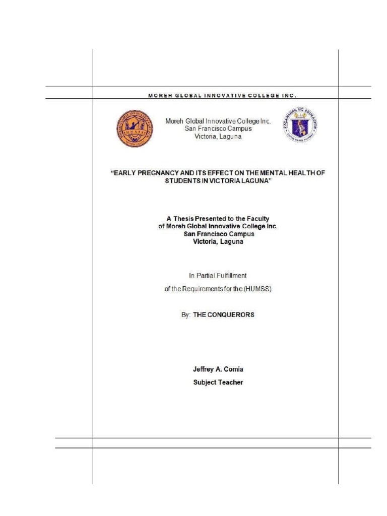 Early Pregnancy and Its Effect On The Mental Health of Students in ...