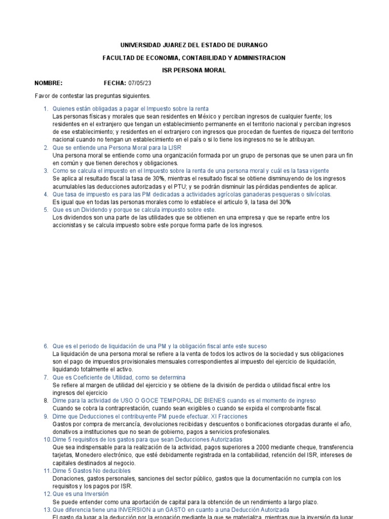 Guía sobre ISR para Personas Morales | PDF | Impuesto sobre la renta ...