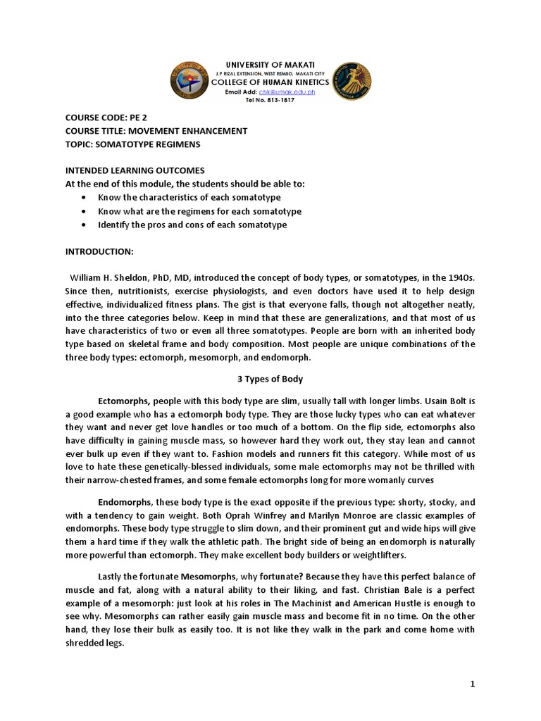 Somatotype Regimens Pdf Download Free Pdf Weight Training