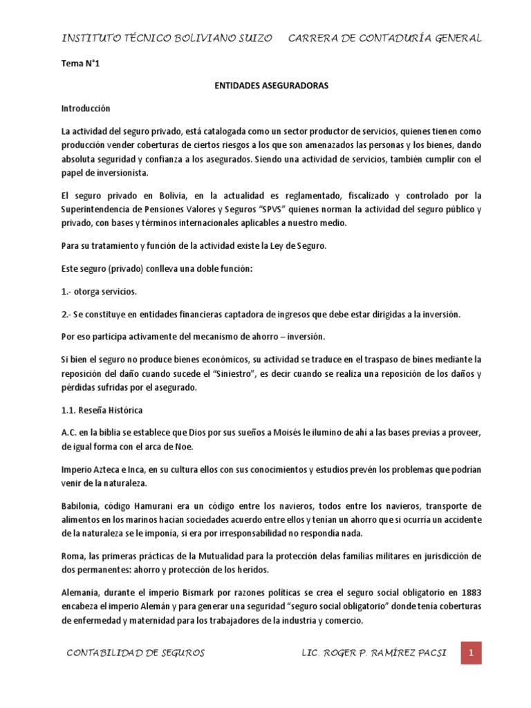 Contabilidad de Seguros en Bolivia | PDF | Declaración jurada | Seguro