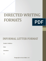 DIRECTED WRITING FORMATS (O'level)