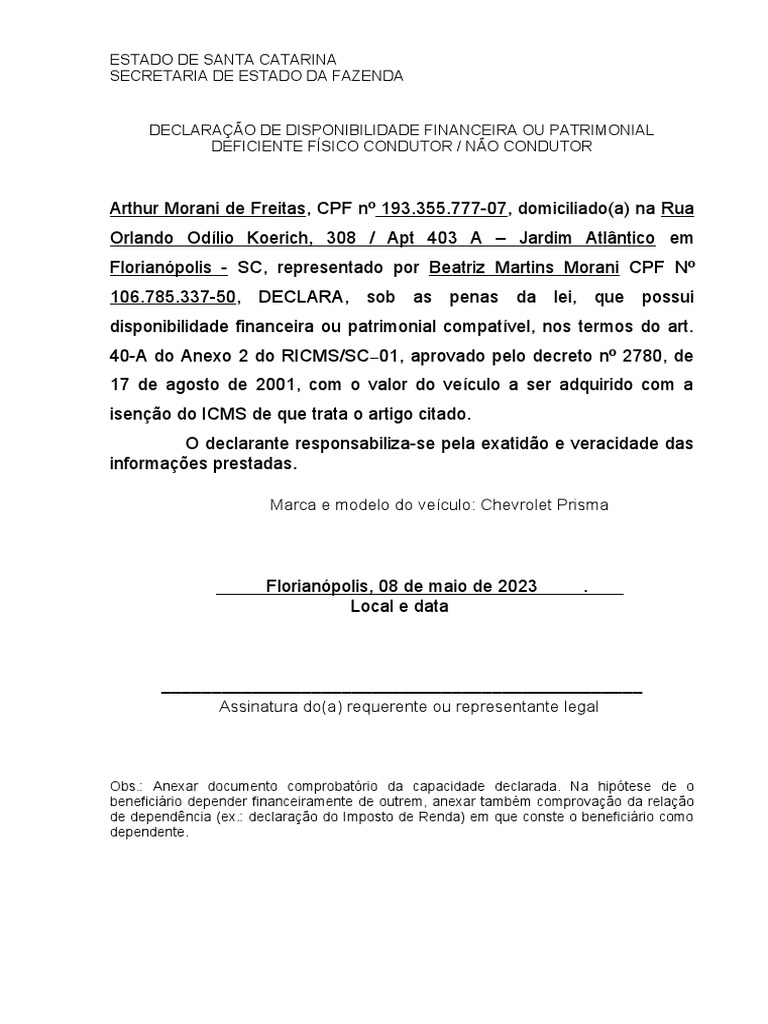 Isencao icms disponibilidade financeira pdf