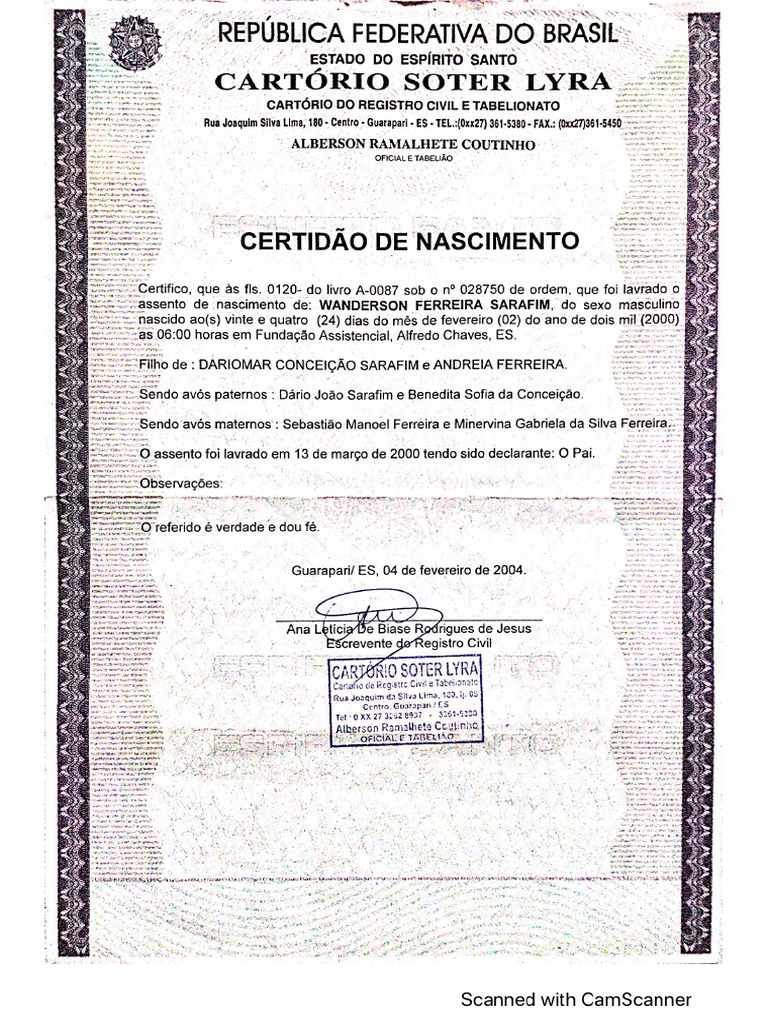 Certidão de Nascimento | PDF