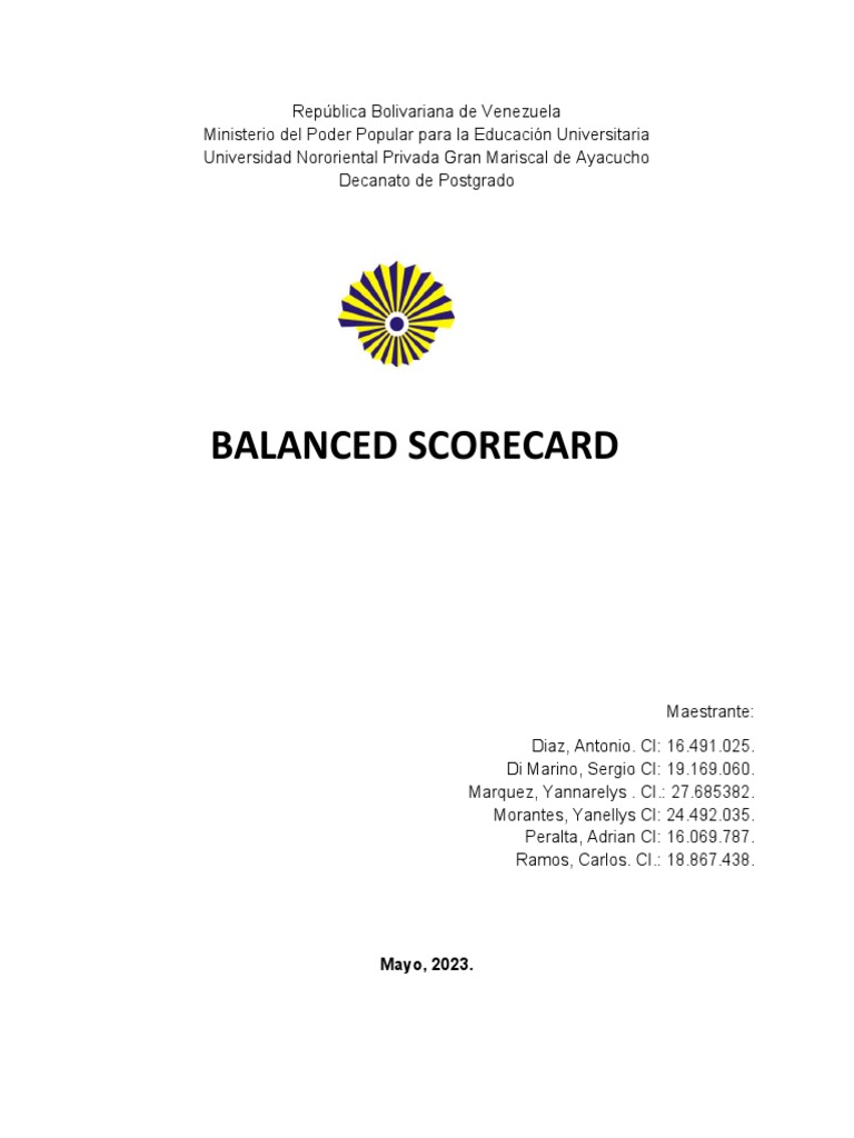 BALANCED SCORECARD - Trabajo para Imprimir | PDF | Negocios económicos ...