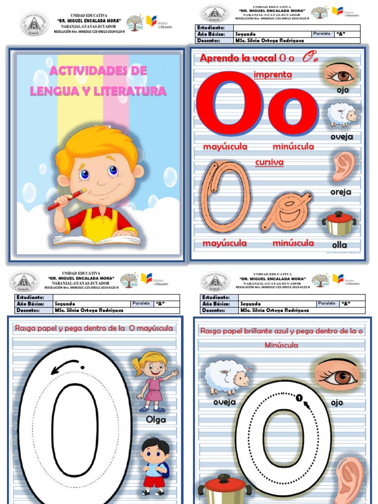 Actividades para aprender la vocal O en segundo año básico | PDF