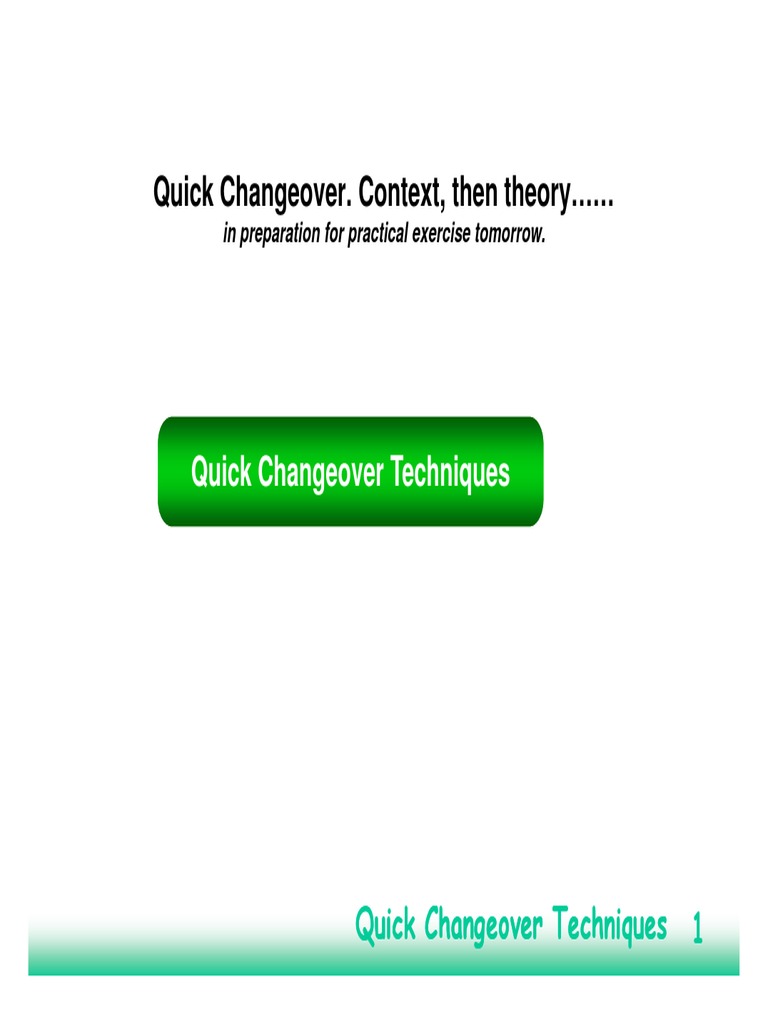 Quick Change Overs PDF