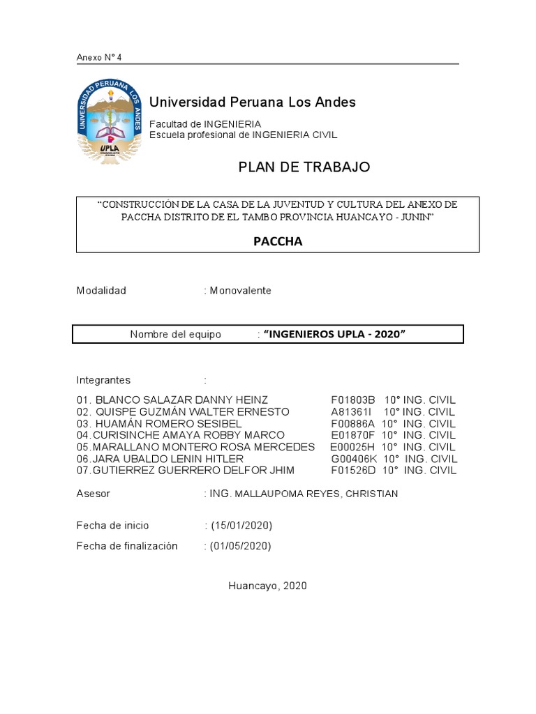 Casa de Juventud en Paccha | PDF | Science | Ingeniería