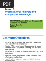 Lesson 5 Organizational Analysis and Competitive Advantage PDF