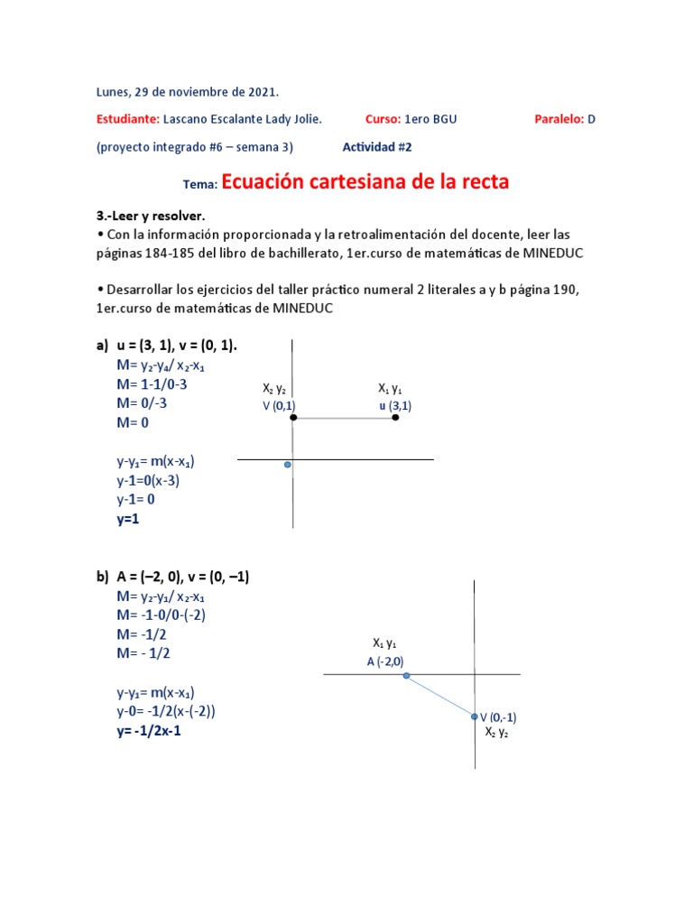 ecuación cartesiana de la recta | PDF