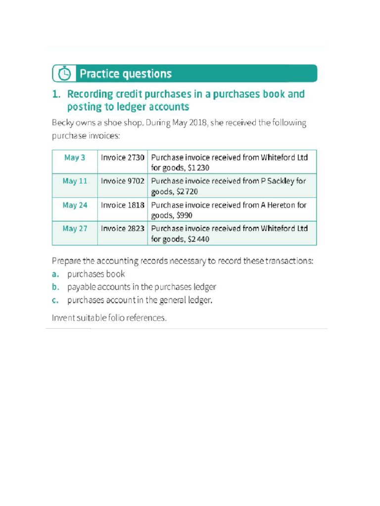 Books of Original Entry Assignment Question Recording Credit