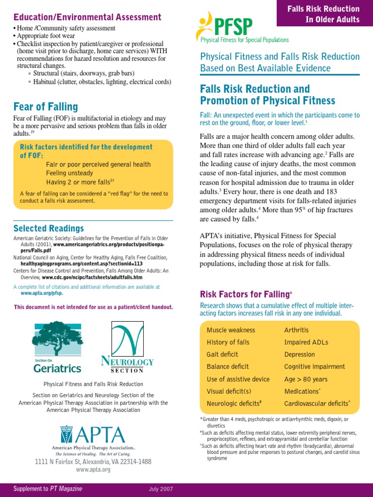 Pocket Guide Preventing Falls In Older Patients – SLDUM