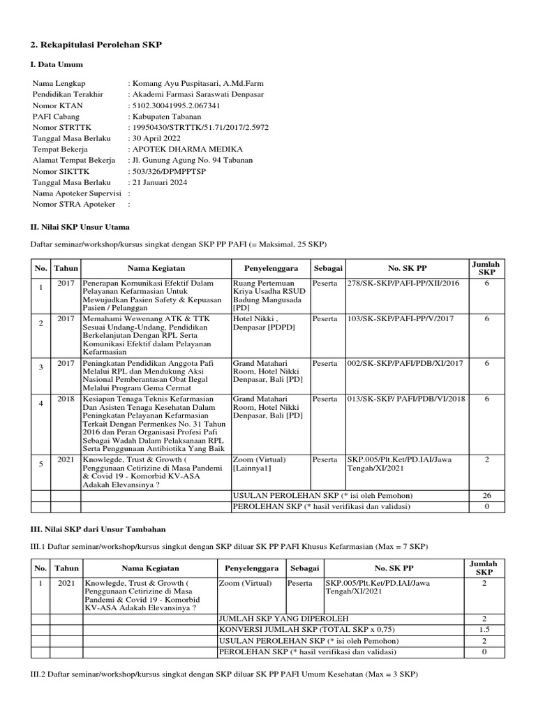 Rekap SKP Komang Ayu Puspitasari | PDF